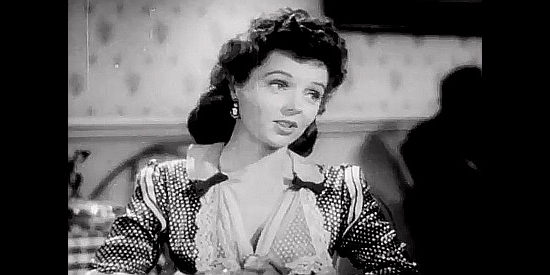 Jane Wyatt as Eleanor Sager, the hotel owner and sometimes nurse in The Kansan (1943)