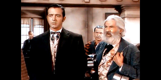 John Payne as Clay Fletcher and Gabby Hayes as Pesky Tees have their first run-in with the men who rule El Paso in El Paso (1949)