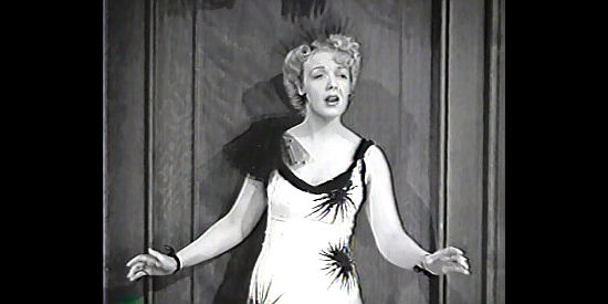 June MacCloy as Lulubelle, the saloon singer working for Baxter in Go West (1940)