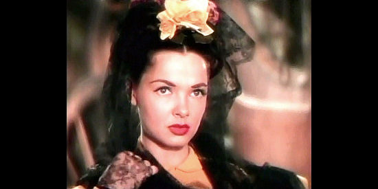 Kathryn Grayson as Teresa, the governor's daughter, anticipating a kiss that doesn't come in The Kissing Bandit (1948)