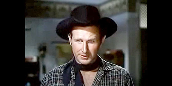 Lloyd Bridges as Joe Collins, ready to place a risky bet on Sam's horse in Calamity Jane and Sam Bass (1949)