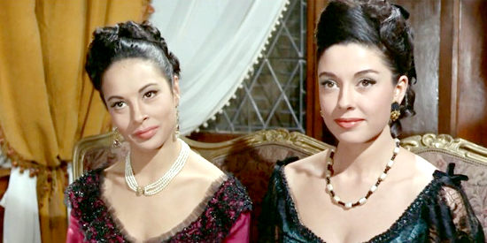 Maria Martinez as Virgina Brown and Monica Randall as her sister Caroline, southern belles in Ringo and Gringo Against All (1966)