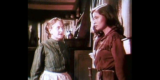 Mrs. Gautier (Mary Kent) and Cecille Gautier (Nancy Olson) face the prospect of Mr. Gautier's involvement in an Indian uprising in Canadian Pacific (1949)