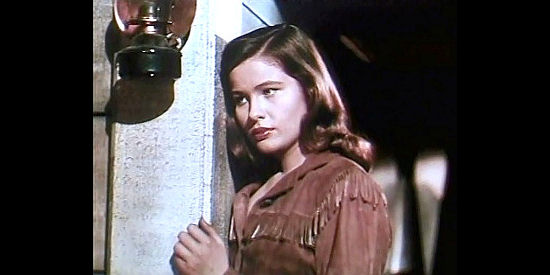 Nancy Olson as Cecille Gautier, waiting for Tom Andrews to get over his railroad days in Canadian Pacific (1949)