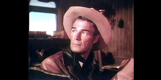 Randolph Scott as Tom Andrews, about to help Van Horne find a path through the Rockies in Canadian Pacific (1949)