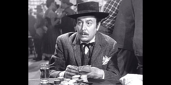 Reginald Gardiner as Grover Walsh, nervous even when winning at cards in Fury at Furnace Creek (1948)
