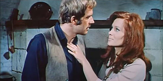 Richard Harrison as Wayne Sonnier (aka Robert Walton with wife Martha (Erika Blanc) in Stagecoach of the Condemned (1970)