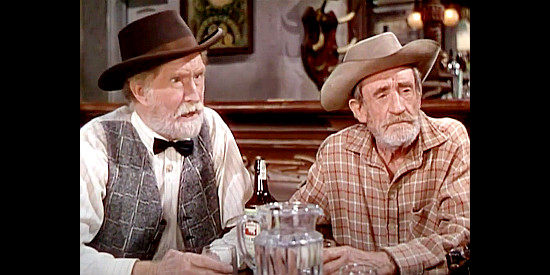 Russell Simpson and Houseley Stevenson share their versions of how Lillian arrived in town in The Gal Who Took the West (1949)