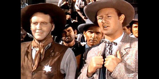 Sterling Hayden (right) as Bert Donner, the man who rules El Paso with his hand-picked sheriff (Dirk Foran, left) in El Paso (1949)