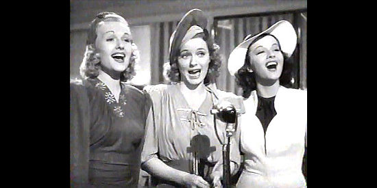 The singing Cameron sisters, Virgina Dale as Virginia, Ellen Drew as Joan and Lillian Cornell as Peggy in Buck Benny Rides Again (1940)