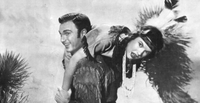 Eddie Albert as Daniel Boone and Gale Storm as Liz Crockett in The Dude Goes West (1948)