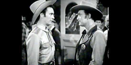 Barry Sullivan as King Kennedy, coming face to face with Bat Masterson (Albert Dekker) in The Woman of the Town (1943)
