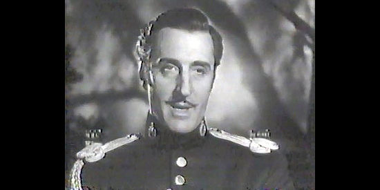 Basil Rathbone as Capt. Esteban, the military leader for the alcalde in The Mark of Zorro (1940)