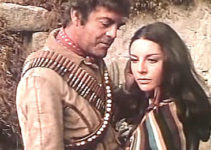 Eduardo Fajardo as Juan Cisneros Malpelo with Charo Lopez as Lupe in El Bandido Malpelo (1971)