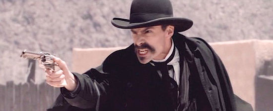 Eric Schumacher as Doc Holliday cuts loose with his six-gun at the O.K. Corral in Tombstone Rashomon (2017)