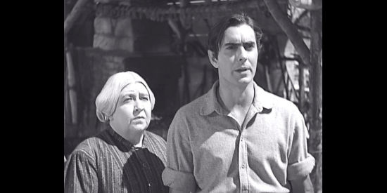 Jane Darwell as Eliza Kent with her son Jonathan (Tyrone Power) in Brigham Young (1940)