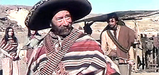 Miguel Del Castillo as Felix Dominguez as Malpelo's men debate what to do with a captured landowner in El Bandido Malpelo (1971)