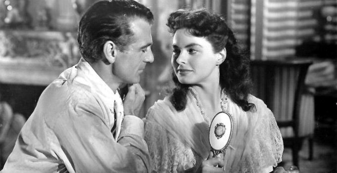 Gary Coopper as Clint Maroon and Ingrid Bergman as Clio Dulaine in Saratoga Trunk (1945)