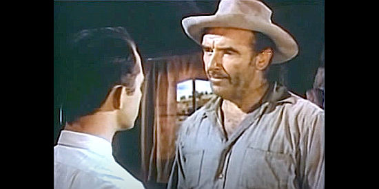 Preston Foster as Tom Eggers meeting Danny Turner, his formr fiance's son in The Big Cat (1949)