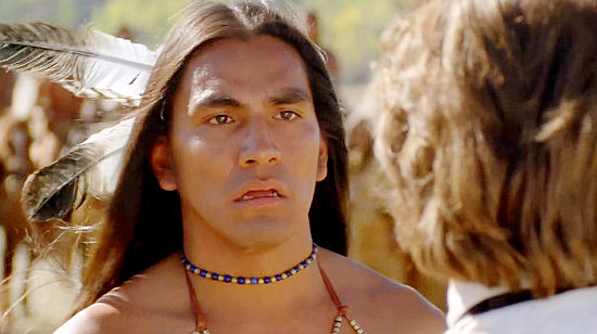 Rodney A. Grant as Wind in His Hair, meeting Dunbar for the first time in Dances with Wolves (1990)
