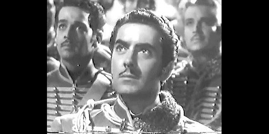 Tyrone Power as Don Diego Vega, who's been summoned home to California by his father in The Mark of Zorro (1940)
