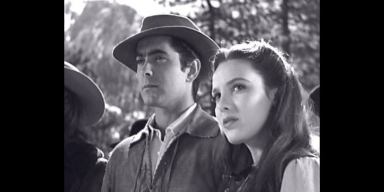 Tyrone Power as Jonathan Kent and Linda Darnell as Zina Webb get a first glimpse of the valley where Brigham wants to settle in Brigham Young (1940)