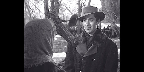 Tyrone Power as Jonathan Kent talking to Zina about the journey west in Brigham Young (1940)