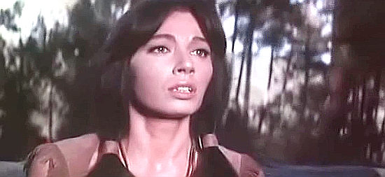 Nuria Torry as Paulette Renoir, concerned about Peter's safety in Mestizo (1965)