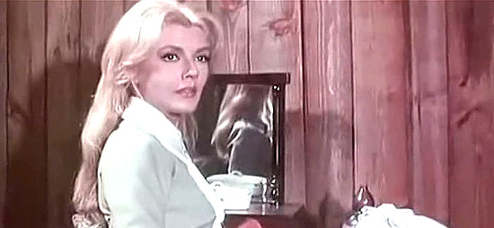 Susan Campos as Helen Patterson, meeting Pete Lembrock for the first time in Mestizo (1965)