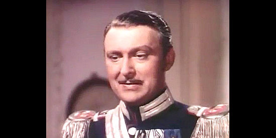 Albert Dekker as Van Bohlen, the officer who falls prey to Salome's beauty in Salome Where She Danced (1945)