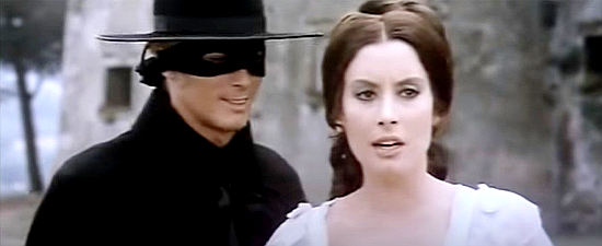 Alberto Dell'Acqua as Zorro with Elisa Ramirez as Dona Conchita Herrera in Son of Zorro (1973)