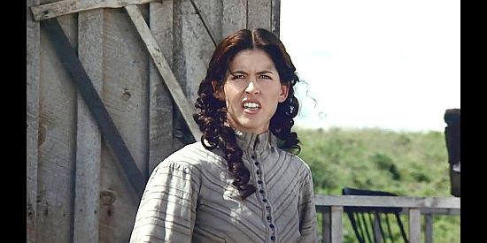 Nancy Sorel as Sarah Johnson, Alan's wife, spotting trouble on the horizon in Black Fox (1995)