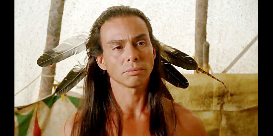 Raoul Max Trujillo as Running Dog, the Kiowa chief who takes the white woman Delores as his wife in Black Fox, The Price of Peace (1995)
