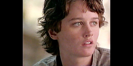 Robin Tunney as Bess Erne, the masked rider in Riders of the Purple Sage (1996)