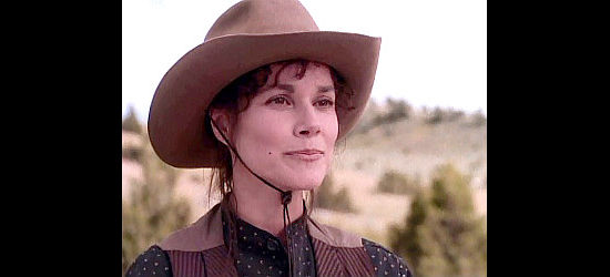 Barbara Hershey as Clara Allen, ready to dicker with Call over the price of prized stock in Return to Lonesome Dove (1993)