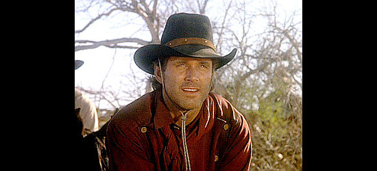 Gregory Harrison as Cherry Valance, the fast gun who hires on with Dunston in Red River (1988)