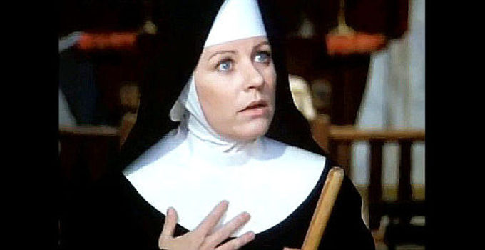 Patty Duke Astin as Sister Dulcina, explaining her plans for the Apache children in September Gun (1983)