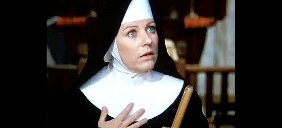 Patty Duke Astin as Sister Dulcina, explaining her plans for the Apache children in September Gun (1983)