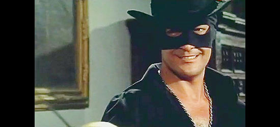 Carlos Quiney as Zorro, coming out of hiding to unmask an impersonator in Zorro's Latest Adventure (1969)