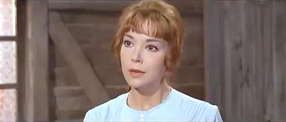 Elisa Montes as Brenda tries to reasons with Col. Lennox in Mutiny at Fort Sharp (1966)