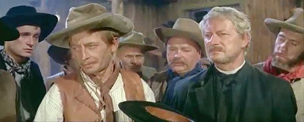 Foster, the first white to find the gold, with Pastor Benson (Dieter Borsche) in Massacre at Marble City (1964)