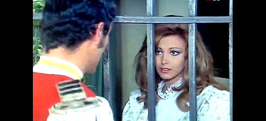 Maria Pia Conte as Isabel, explaining a change of heart to Antonio Sandoval in Zorro's Latest Adventure (1969)
