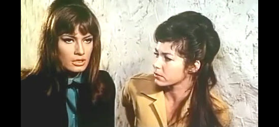 Marisa Mell as Juanita with Marianne Koch as Elizabeth Kelly as Pedro Ortiz goes on a rampage in Last Ride to Santa Cruz (1964)