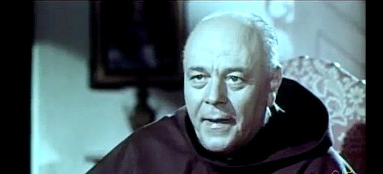 Amedeo Trilli (Amid Trail) as the priest, asking Jose Desmet for a favor in The Cold Killer (1971)