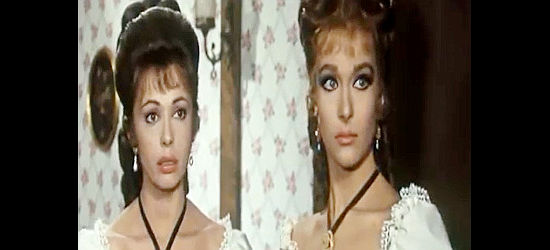 Ana Casares as Mary Simpson and Helen Chanel as Betty Blanc, the two woman forced to be Ramirez's co-conspirators in Two Gangers in the Wild West (1964)