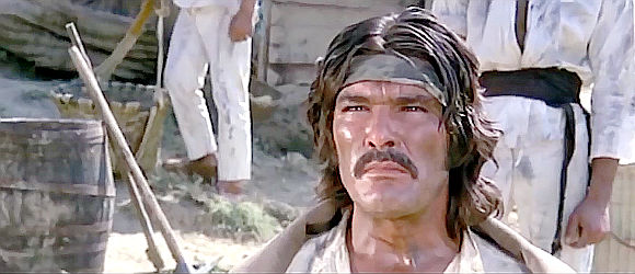 Daniel Martin as Pedro, one of the leaders among the Mexican peasants in Dead Men Ride (1971)