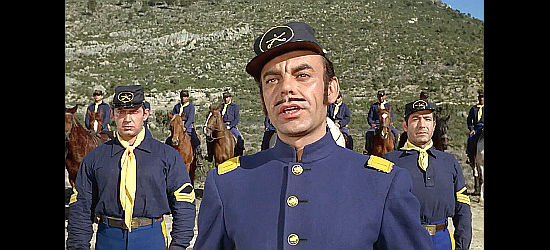 Francisco Moran (Paco Moran) as Don Ramon Cocos, disguised in a U.S. cavalry uniform in Fistful of Knuckles (1965)