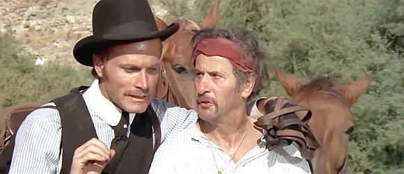 Franco Nero as Prince Orlowsky, giving Greek tips of love to Alfonso Lozoya (Eli Wallach) in Don't Turn the Other Cheek (1971)