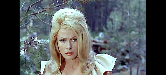 Giulia Rubini as Ann Sullivan, wondering if she'll be safe in the hands of Victor DeFrois in Canadian Wilderness (1965)