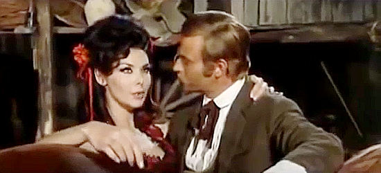 Gloria Paul as Evelyn with boyfriend Bruce plotting to get $200,000 with the help of a fake Ciro in Two R-R-Ringos from Texas (1967)